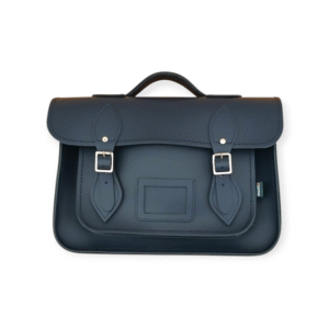 Navy Blue Handmade Leather Satchel 13''